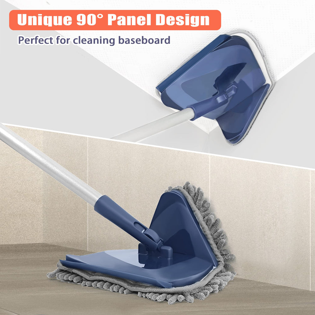 JEHONN Wall Cleaner Mop with Long Handle 82 Inches, 3-in-1 Ceiling Cleaning Tool Duster with 6 Replacement Microfiber Chenille Pads for Painted Walls, Window, Floor, Baseboard