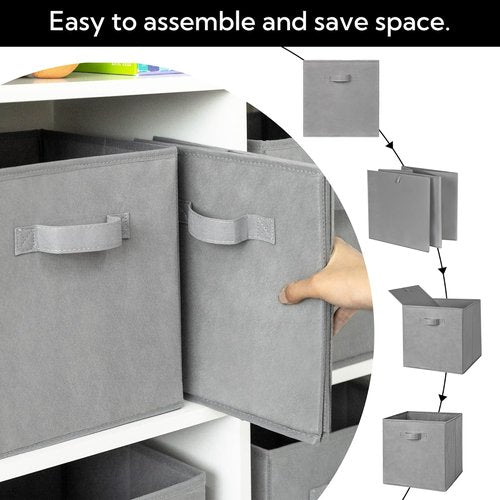 Cupic Cupid 13x13 Storage Cubes - 6 Pack Open Storage Bins with Handles | Collapsible Organizer for Clothes & Toys - Gray