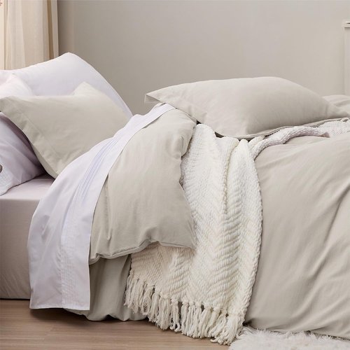 Bedsure Duvet Cover Set - Extra Soft Queen Size 3-Piece Bedding Set with Zipper Closure | Linen 90x90 Inches