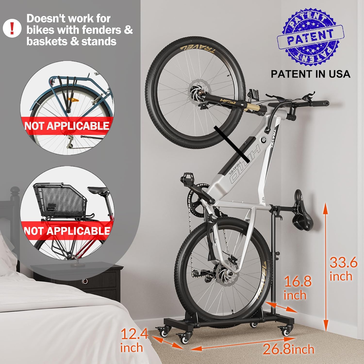 Sttoraboks Vertical Bike Stand - Freestanding Indoor Bicycle Rack with Adjustable Height for Wheels up to 29”