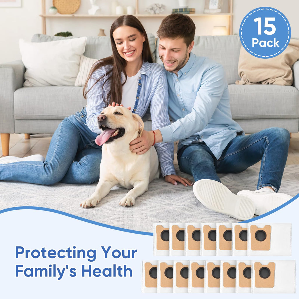BIHARNT 15 Pack Omni C20 Dust Bags for Eufy C20 C10 Compatible with Eufy Robot Vacuum Omni C20 C10, Vacuum Bags Large Capacity Accessories with 4-Layer Replacement Bags