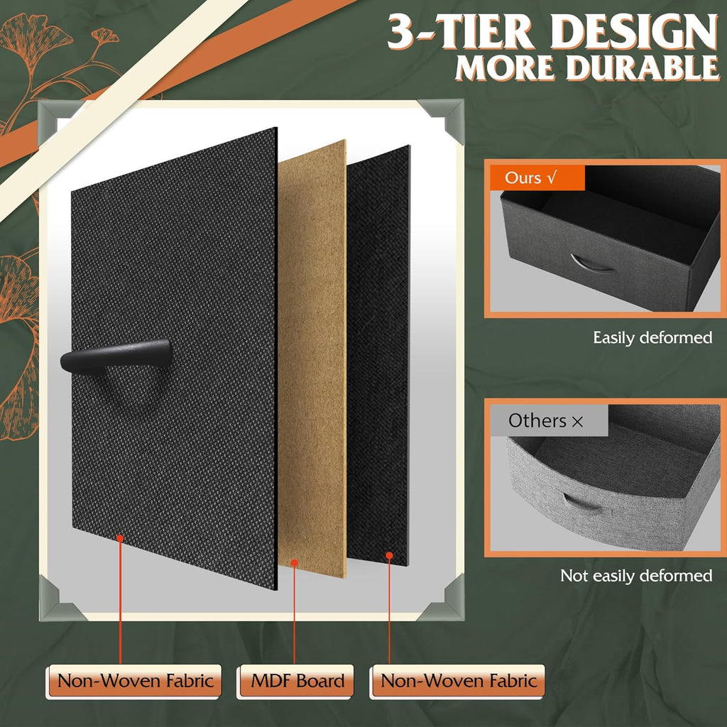 WLIVE Tall Dresser - 12 Drawer Fabric Storage Solution for Bedroom & Living Room - Charcoal Black