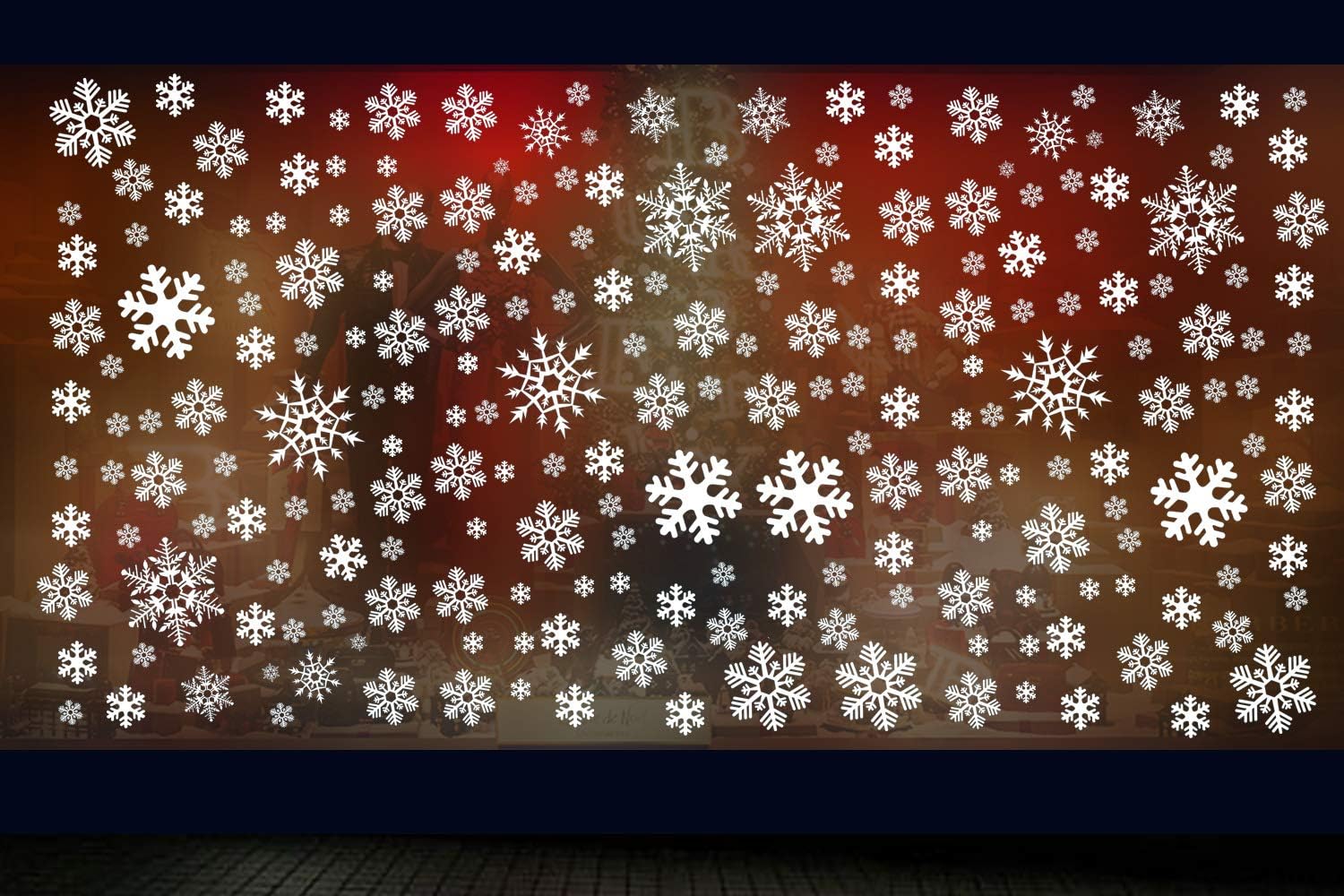 Skiennix White Snowflake Window Clings - 180PCS PVC Static Stickers for Holiday Decorations