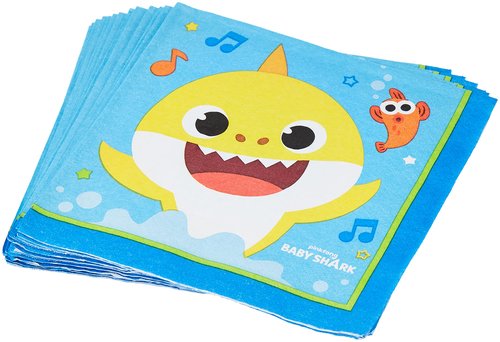 Baby Shark Luncheon Napkins, 6.5" (16-Pack) - Adorable Table Accessory, Perfect for Kids' Parties & Celebrations