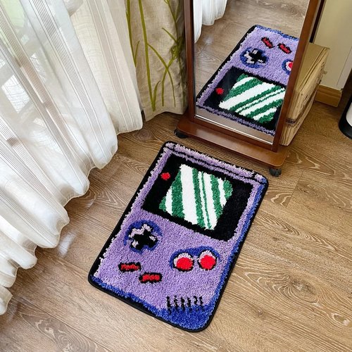 LAKEA Purple Games Console Rug - Cute Tufted Flocking Carpet | Anti-Slip Doormat (23.6" x 15.7")