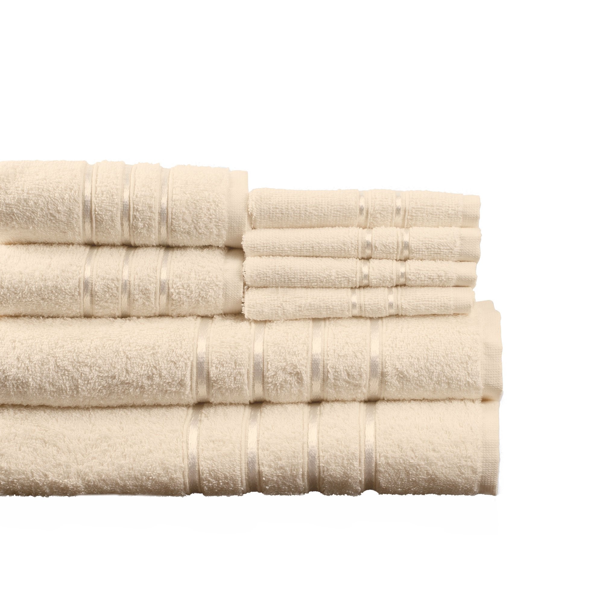 Plush Bathroom Towels - 8-Piece 100% Cotton Set with 4 Washcloths, 2 Hand Towels, and 2 Bath Towels for Home by Lavish Home (Beige)