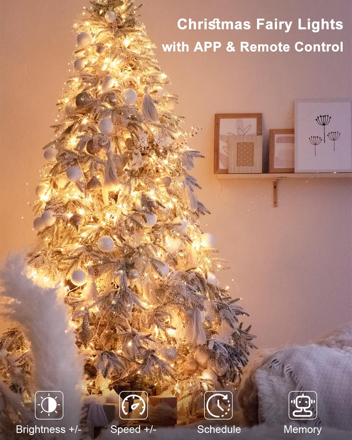 Smart Fairy Lights - 33Ft 100 LED Twinkle String Lights with Remote & App Control | Color Changing for Holiday Decor