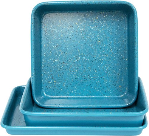 CasaWare 3pc Ultimate Series Toaster Oven Bakeware Set - Durable Blue Granite Finish