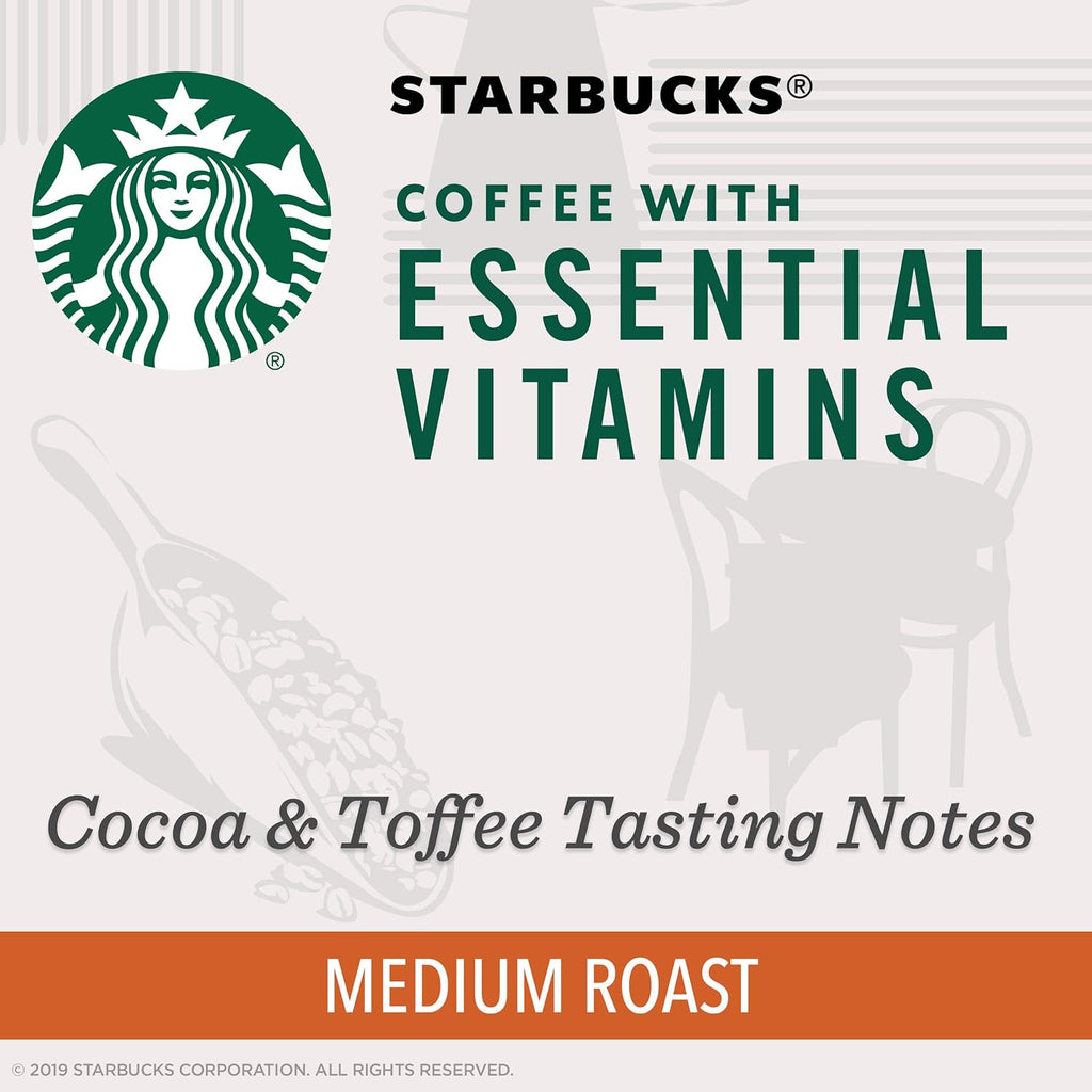 Starbucks Medium Roast K-Cup Coffee Pods - Essential B Vitamins for Keurig Brewers | 4 Boxes (48 Pods)