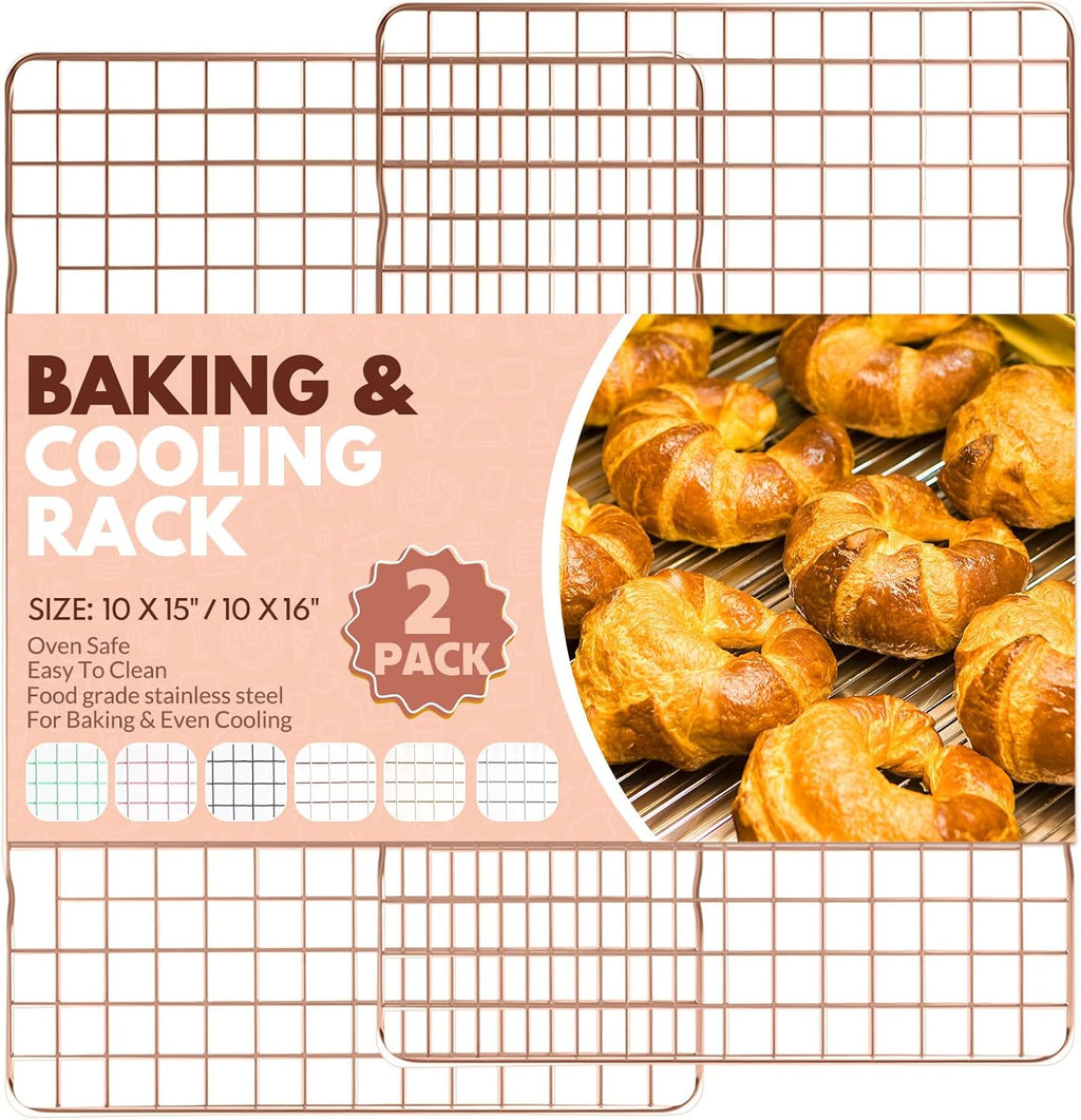 Skiennix Cooling Racks - 2 PCS Stainless Steel Baking Racks, 15x10 Inches, Oven Safe for Sheet Pans