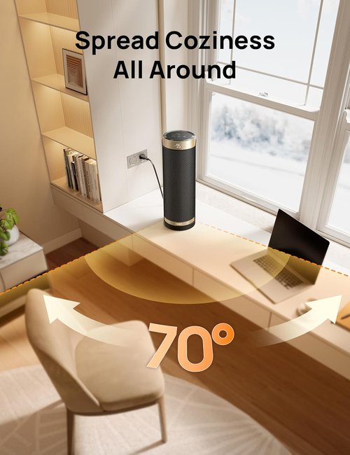 DREO 1500W Electric Space Heater - Quiet Indoor Heater with Thermostat & 70° Oscillation | Remote & Timer