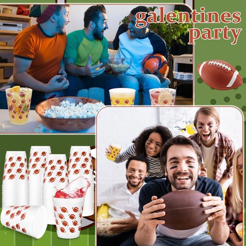 Tioncy 50 Pcs 16oz Football Frosted Plastic Cups, Football Plastic Cups, Clear PP Frosted Reusable Cup Bulk for Sports Game Party Decorations Hot Coffee Wine Cold Drinks Supplies