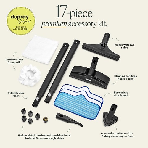 Dupray Neat Steam Cleaner - Powerful Chemical-Free Cleaning Kit with 17 Accessories | Kills 99.9% of Bacteria