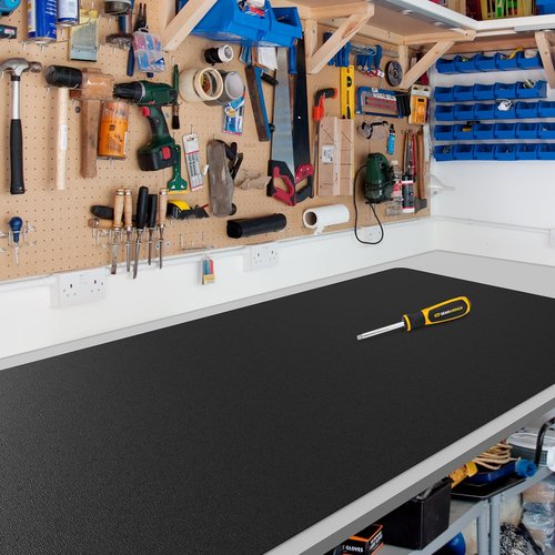 Furkit Black Plastic Table Cover Protector, 36" x 72" Waterproof Easy Flat PVC Desk Pad Mat, 1.5mm Thick Rectangle Vinyl Table Top Protector for Dining Room Table, Office, Dresser
