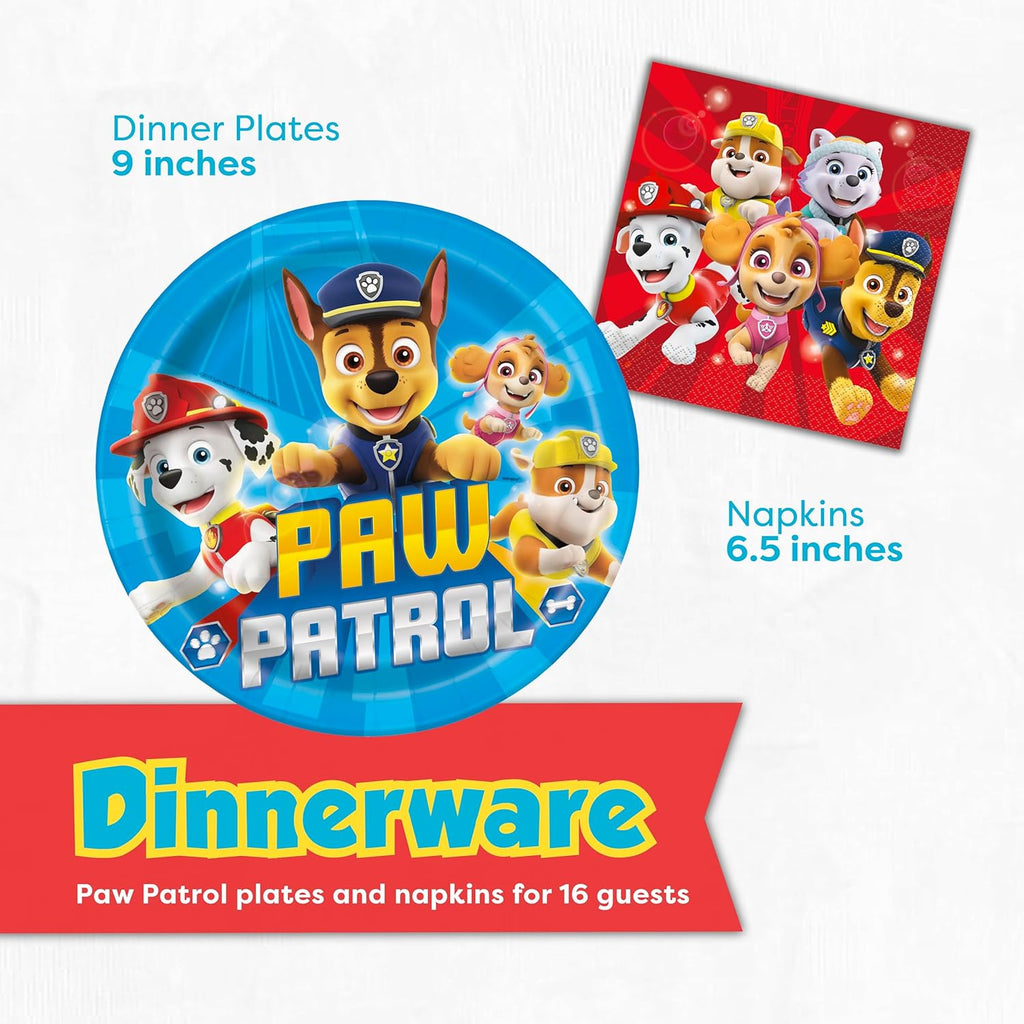 Paw Patrol Birthday Decorations - Complete Party Set for 16 Guests | Banner, Tablecloth, Plates & More