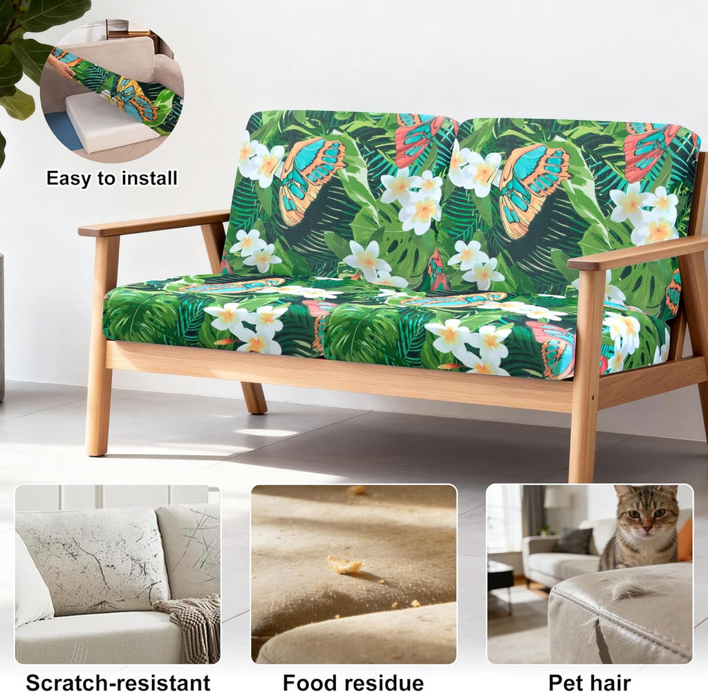 BIETYONE Patio Cushion Covers - 4Pcs Stretch Slipcovers for Outdoor Furniture | Washable & Reusable