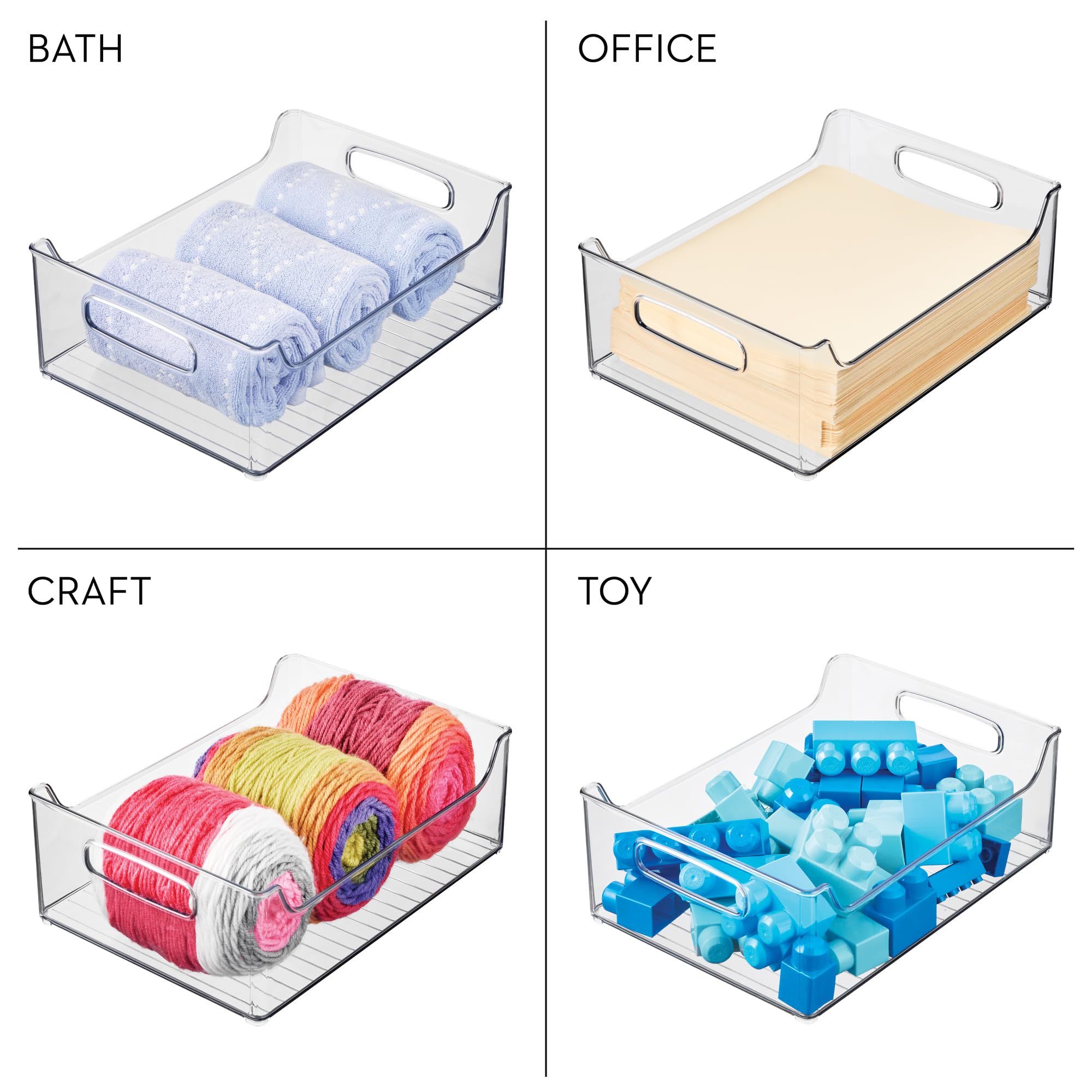 iDesign Stackable Storage Bin with Handles, Clear