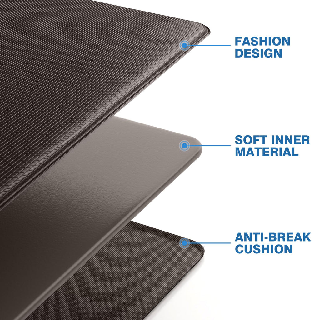 StepRite Kitchen Mats, 2PCS Kitchen Rugs, Cushioned Anti Fatigue Kitchen Mats for Floor, Non-Slip Standing Desk Mat, Waterproof Kitchen Rug Set for Kitchen, Floor, Office,17.3"x30"+17.3"x47",Chocolate