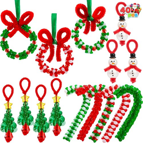 JOYIN Christmas Beaded Ornament Craft Kit - Create 40 DIY Hanging Ornaments for Holiday Decor | Perfect Xmas Gift