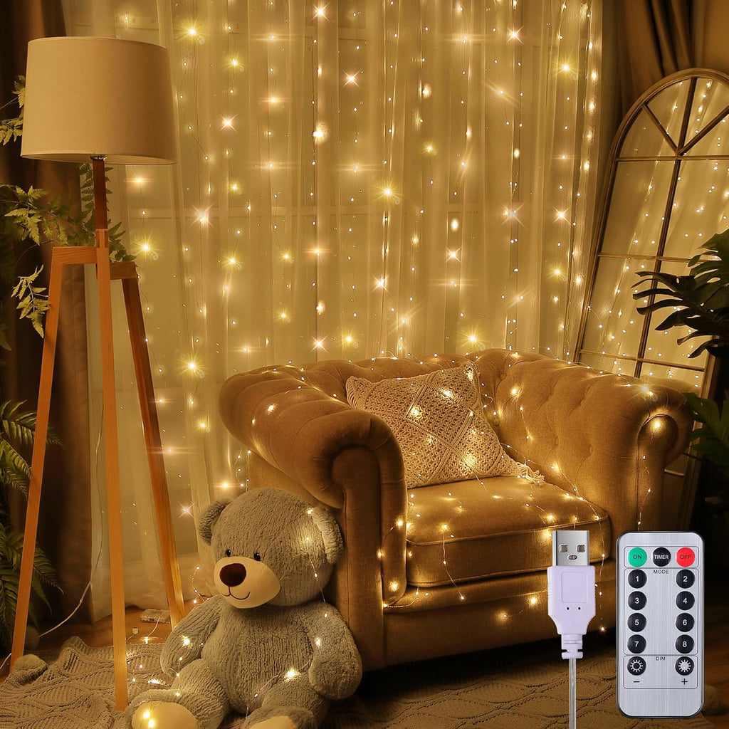 Meonum Curtain Tapestry Fairy String Lights - 13 Strings, 6.6 x 5 Ft, 8 Modes for Bedroom Decor