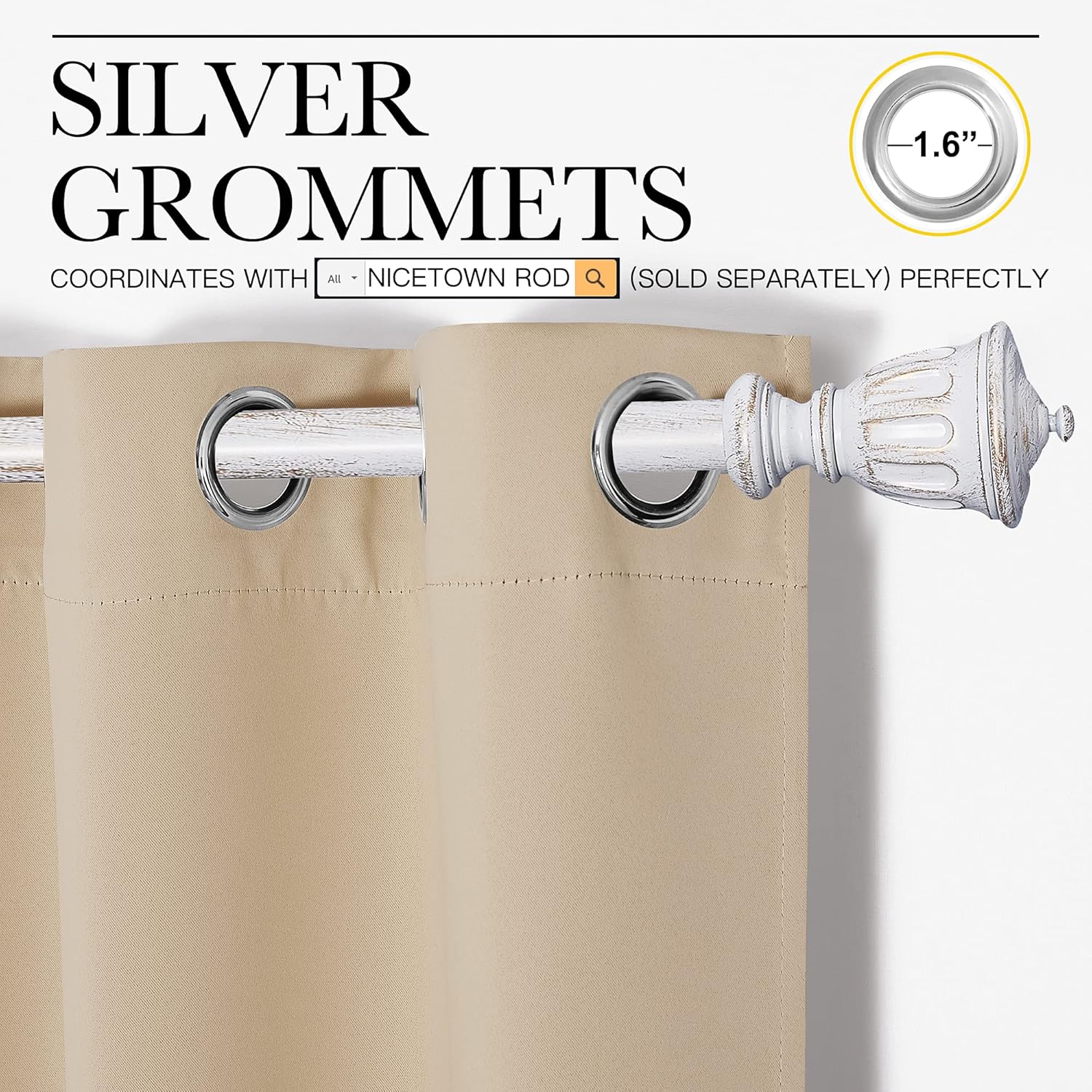 NICETOWN Room Darkening Curtain Panels - Thermal Insulated Grommet Drapes, Biscotti Beige, 2 Panels (W42 x L68)
