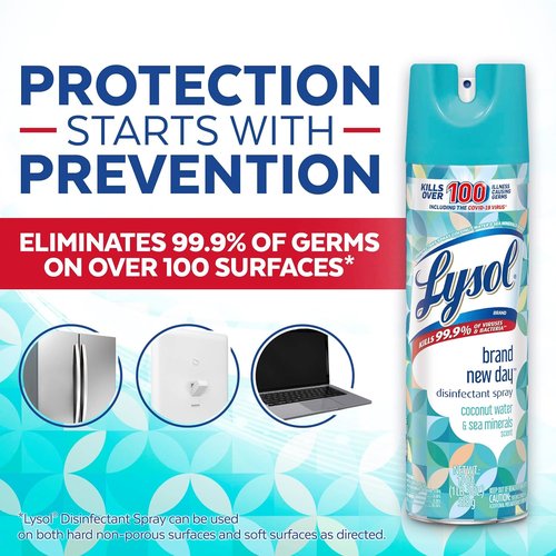 LYSOL Disinfectant Spray - Coconut Water & Sea Minerals | 19 Oz (Pack of 5) - Powerful Germ Protection