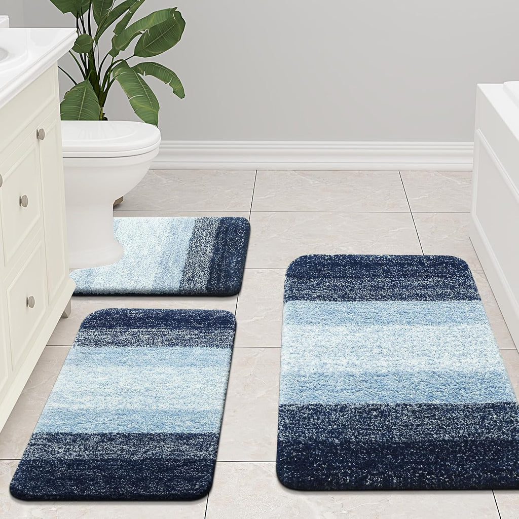 Arotive Microfiber Bath Rug - Soft, Absorbent & Non-Slip | 24x16 Dark Blue Rectangular Mat