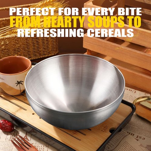 12 Pcs Stainless Steel Bowl, Sliver Mixing Bowl, 9.8 Inches Soup Bowls, Stainless Steel Cereal Bowls, Serving Double Wall Salad Rice Bowls, for Rice, Ice cream, Food-grade Material Dishwasher Safe