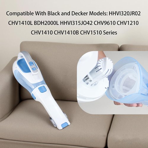 CPAI Replacement Filter for Black and Decker HHVI320JR02 CHV1410L BDH2000L HHVI315JO42 CHV9610 CHV1210 CHV1410 CHV1410B CHV1510 dustbuster Handheld Vacuum (4 Filter)