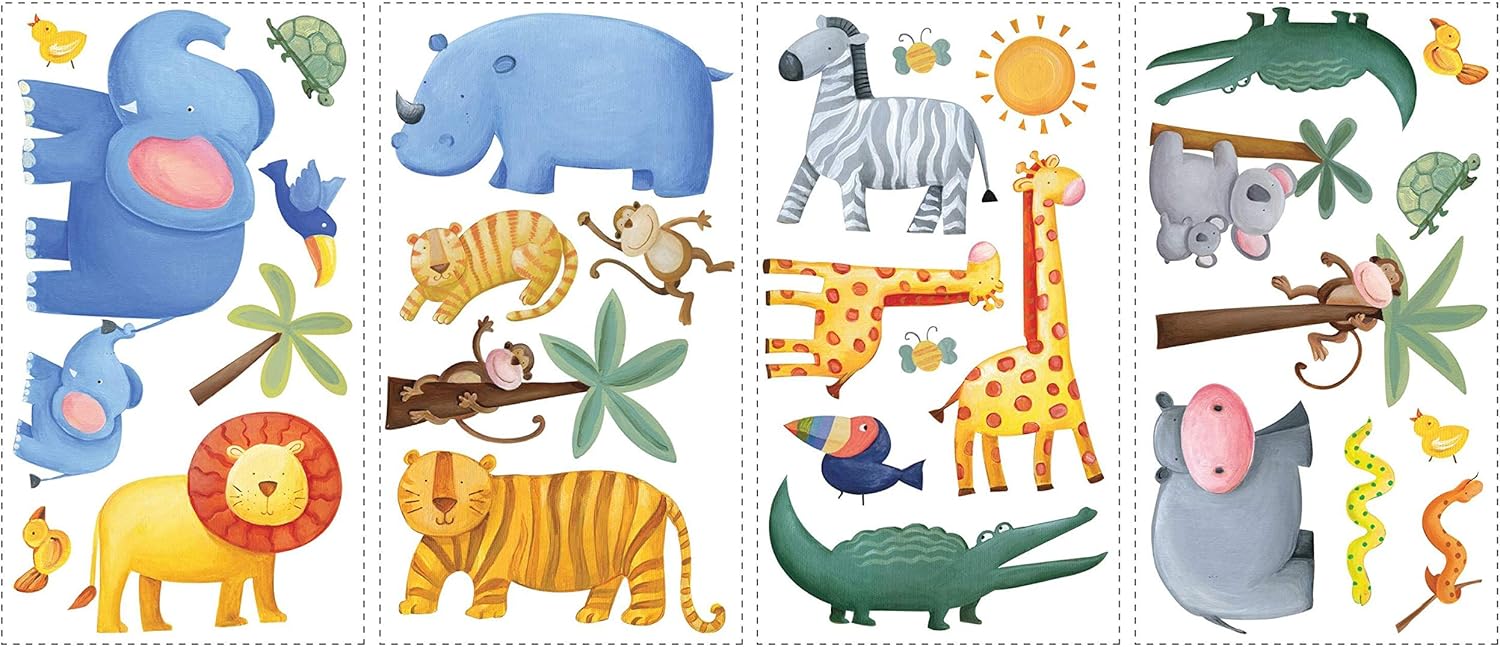 RoomMates Jungle Adventure Wall Decals - Easy Peel and Stick Design for Kids' Rooms