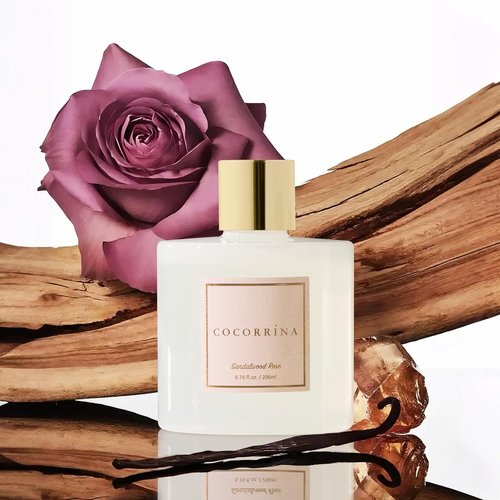 Cocorrína Premium Reed Diffuser Set - Sandalwood Rose with Preserved Baby's Breath | 6.7oz Home Décor Fragrance Oil
