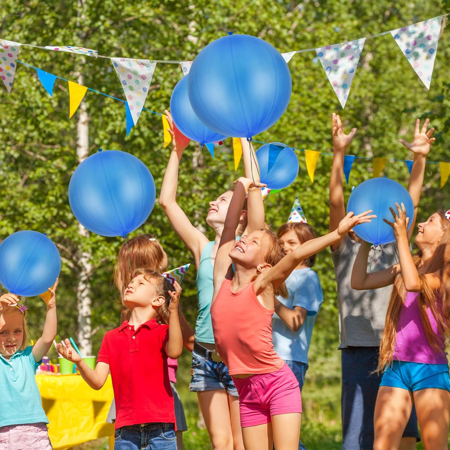 Skiennix Punch Balloons - Heavy Duty Party Favors with Rubber Band Handle & Air Pump | 100 Pcs Blue