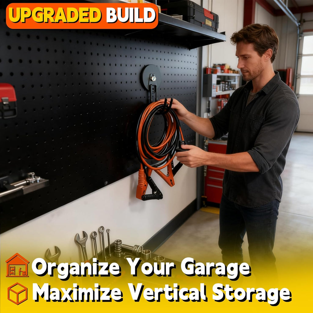 ULIBERMAGNET Extra Large Magnetic Hooks - Heavy Duty 2 Pack for Metal Cabinets & Garages (Black, 3.46 Inch)