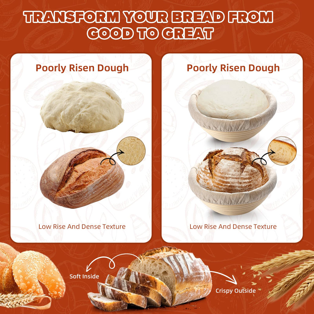 VIMERPA Sourdough Starter Kit with Pot, Sourdough Bread Baking Supplies, Bread Making Kit for Beginners, Banneton Bread Proofing Baskets for Home and Kitchen, Making Tools Kit
