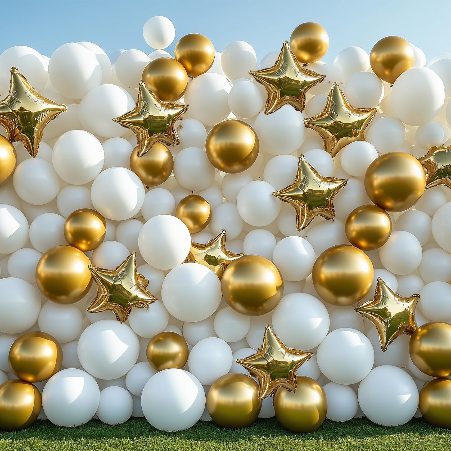 RUBFAC White Balloons - 129-Piece Set in Various Sizes for Engagement, Wedding, and Party Decor