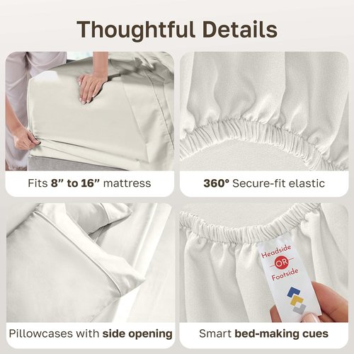 California Design Den Queen Sheet Set - 100% Soft Cotton, 400 Thread Count, Deep Pockets - Ivory