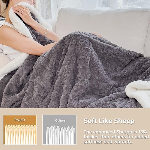 Sherpa Blanket for Bed Full Size - Fleece Soft Cozy Fuzzy Blankets Thick Warm for Winter and All Seasons (Dark Grey, Full(80"x90"))