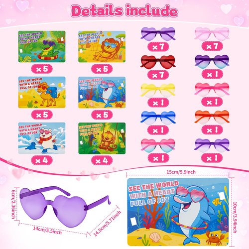 Amy&Benton 28 Pack Heart Glasses Party Favors for Kids 8-12 4-8 3-5, Goodie Bags Stuffers, Pinata Stuffers Fillers,Treasure Box Toys for Classroom Prizes,Carnival Prizes Birthday Bulk Holiday Supplies
