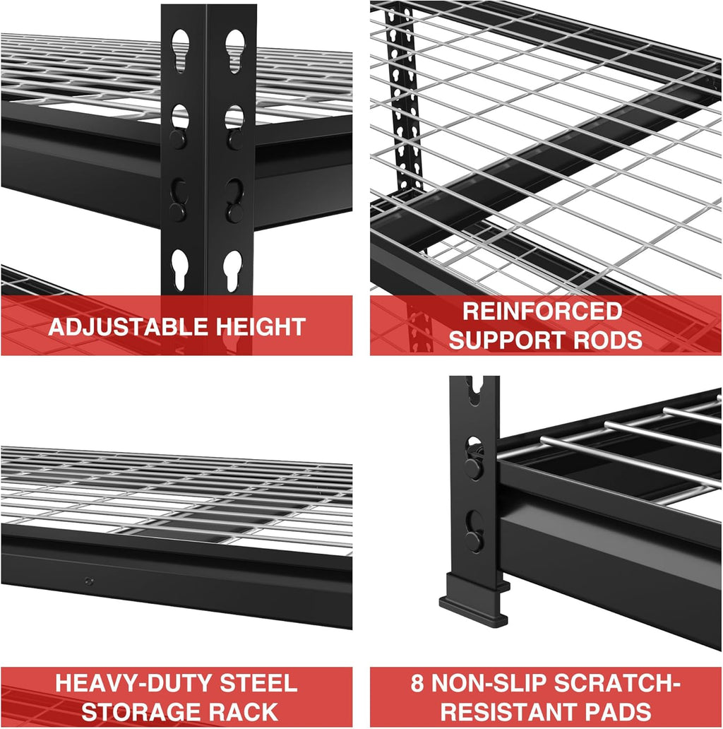 WORKPRO 5-Tier Metal Shelving Unit - Heavy Duty Adjustable Storage Rack | 48”W x 24”D x 72”H, 4000 lbs Capacity