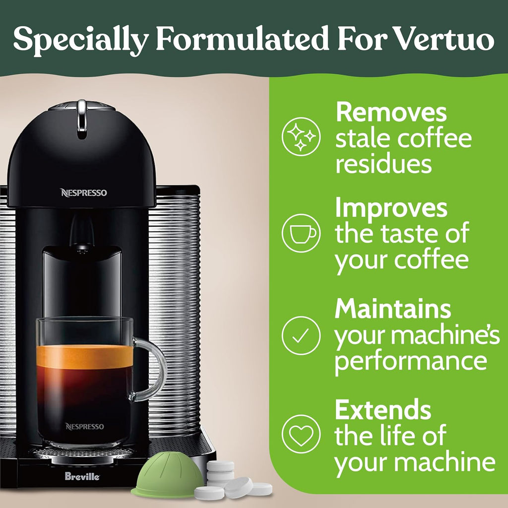 Roobi Cleaning Kit for Nespresso Vertuoline - 1 Reusable Pod & 12 Eco-Friendly Cleaning Tablets | 1-Year Supply
