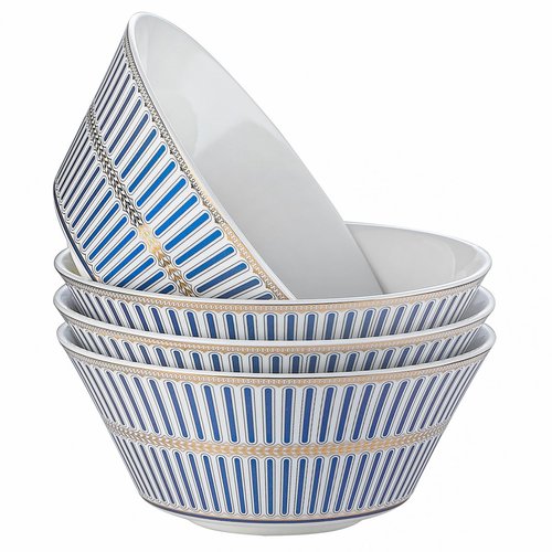 CwlwGO-Bone China Soup Bowls & Cereal Bowls - 6" White Ceramic Bowls Set of 4 for Soup, Cereal, Oatmeal, Fruit, Not suitable for microwave use.