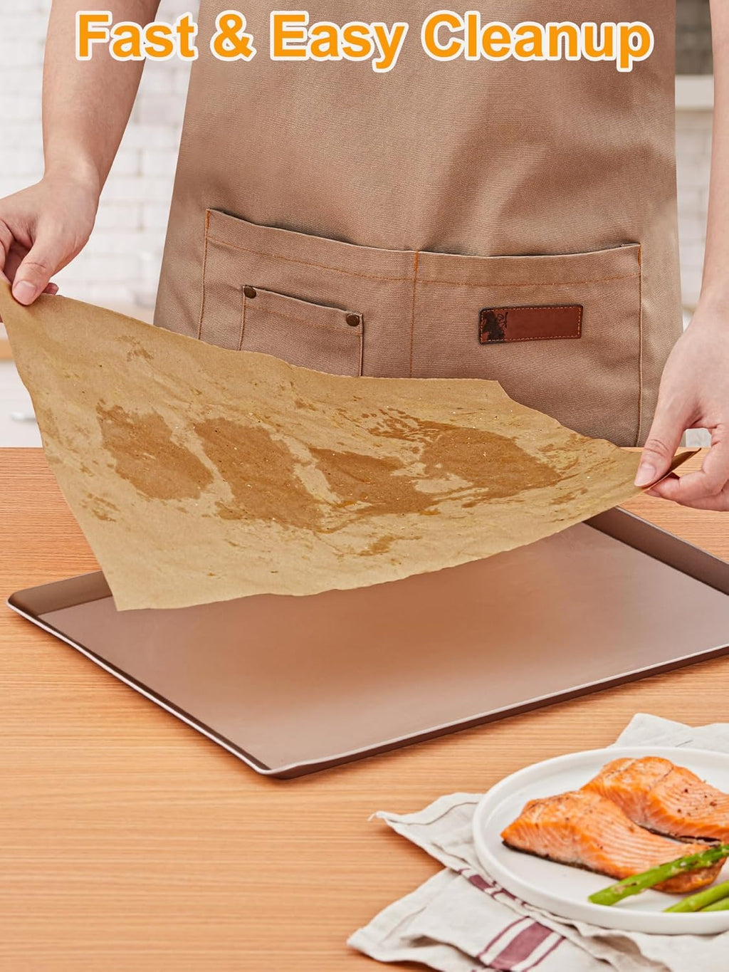 SMARTAKE Parchment Paper Roll - Non-Stick Baking Sheets with Slide Cutter | 12" x 300 ft, Heavy Duty