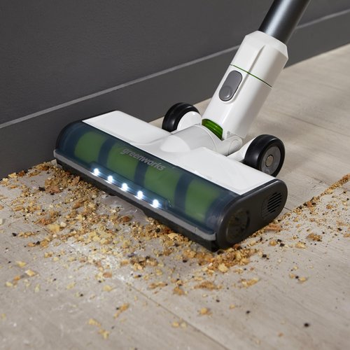 Greenworks (White) Soft Brush Roll Power Head Attachment, Includes LED Lights, Works with Greenworks Stick Vacuums (SVW24L411, SVG24L411, ‎SVW24L410, ‎SVG24L410)