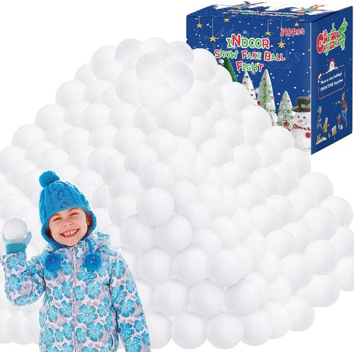 Homiar Indoor Snow Ball Fight Set - 240 Soft Plush Snow Balls for Kids | Realistic White Toy for Winter Fun