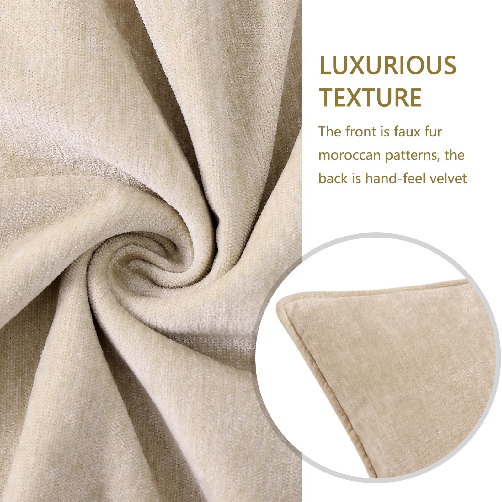 decorUhome Summer Set of 4 Beige Couch Throw Pillow Covers 18x18, Decorative Soft Neutral Chenille Pillow Covers with Elegant Design for Living Room Bed Sofa