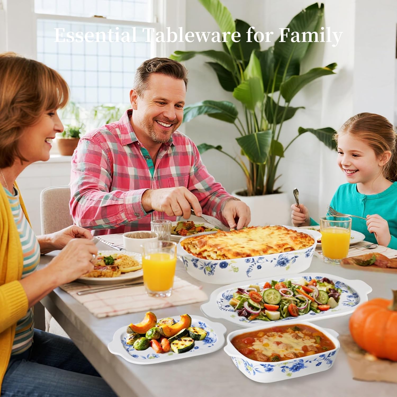 Regine Switzerland Ceramic Casserole Dish Set - 4-Piece Bakeware with Lids | Oven & Microwave Safe, 13x8 & 9x6 Inches