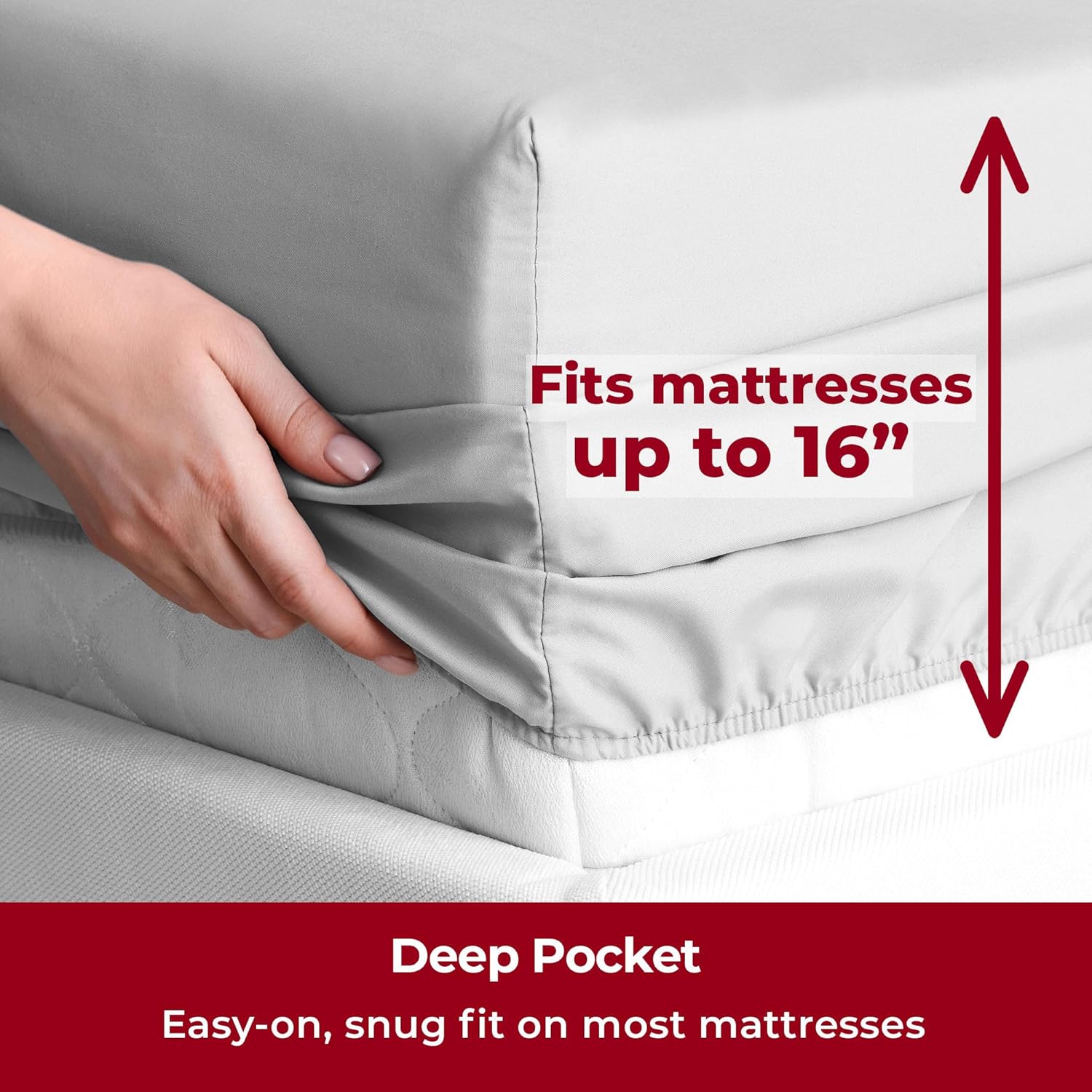Mellanni Twin Sheets Set - 3 PC Iconic Collection | Hotel Luxury, Extra Soft & Cooling - Light Gray