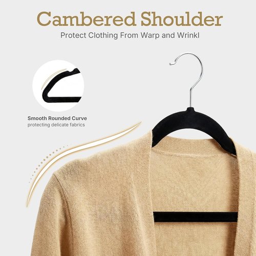HOUSE DAY Black Velvet Hangers - 360 Pack Premium Non-Slip Felt Clothes Hangers for Space Saving & Durability