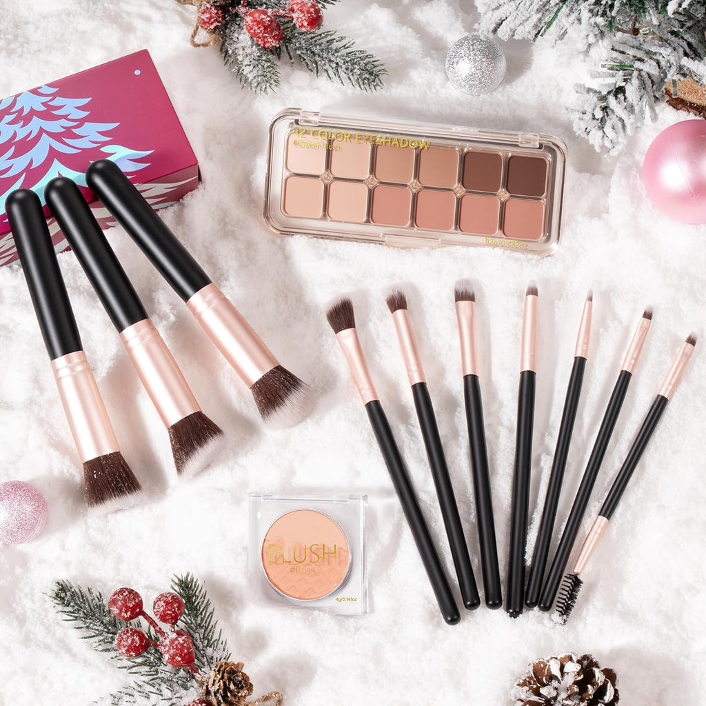 Qinline Makeup Advent Calendar 2025 | 24-Day Christmas Countdown for Women & Teens - Full Face Cosmetic Gift Set