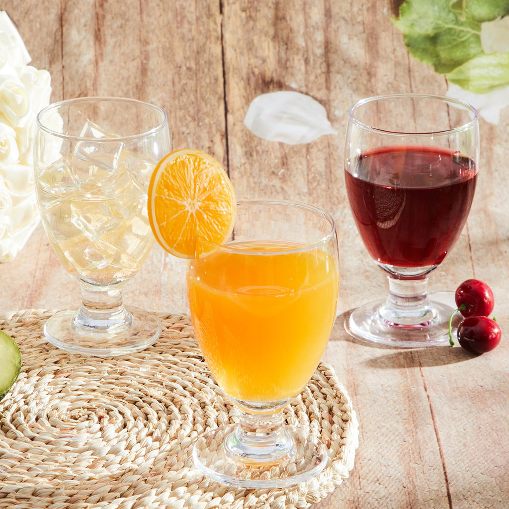 Patelai Set of 6 Water Goblet, 10.5 oz Clear Drinking Glasses Bulk Dishwasher Safe, Stemmed Water Glass for Juice Wine Beer Tea Sangria Cold Beverages, Reusable Glassware for Home Party Restaurant
